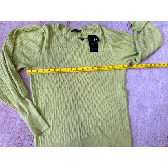 Adrianna Papell Cable Knit Sweater Women's Large Celery Green Crew Neck NWT - Picture 4 of 6